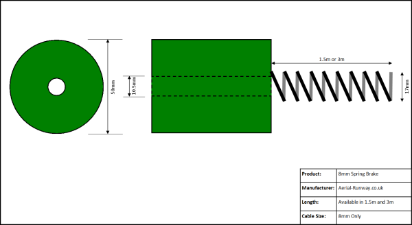 Zip Wire Brake – 3.0m Spring for 8mm